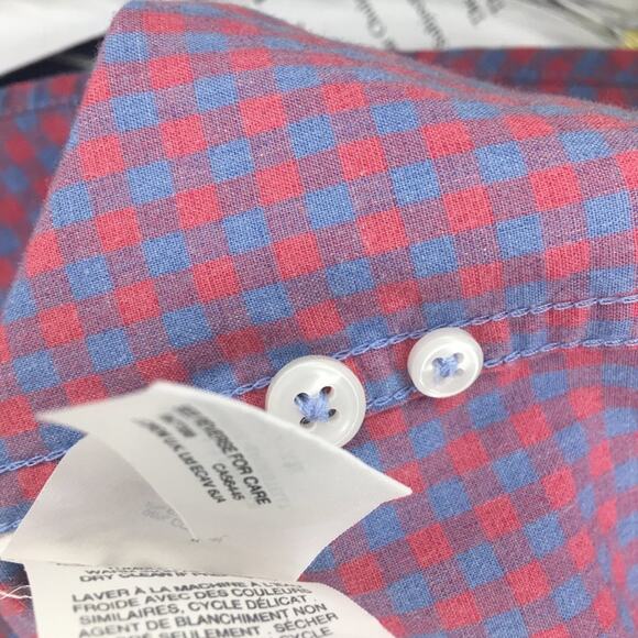 J. Crew Men's Long Sleeve Blue and Pink Checkered Button-up Shirt Size L - Picture 12 of 12
